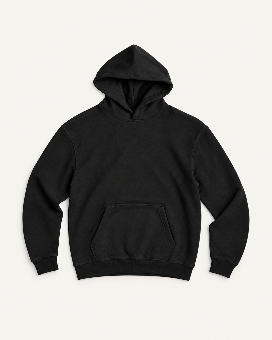 Black Signature Hoodie, full garment front view