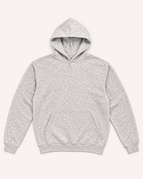 Gray Signature Hoodie, full garment front view