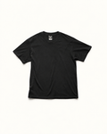 Black SJ Goods Tee — front; refined warm-neutral product presentation